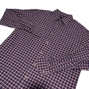 UNTUCKit Button Down Shirt Mens Medium Red Navy Plaid Flannel Long Sleeve